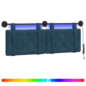 vidaXL Z&aacute;vesn&eacute; čelo postele S LED svetlom Modr&aacute; Zamat