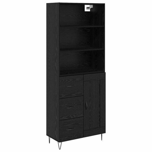 vidaXL Highboard so z&aacute;suvkou 2 pcs Čierny dub Kompozitn&eacute; drevo