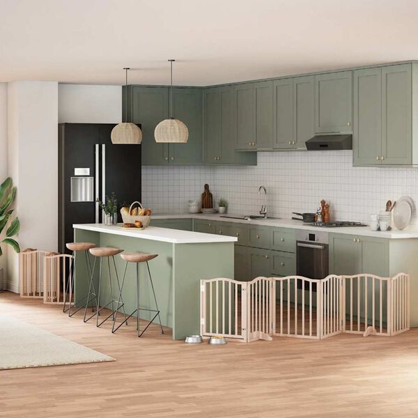 vidaXL Br&aacute;na pre psa s dverami skladacia 15panely 750cm topoľov&eacute; drevo