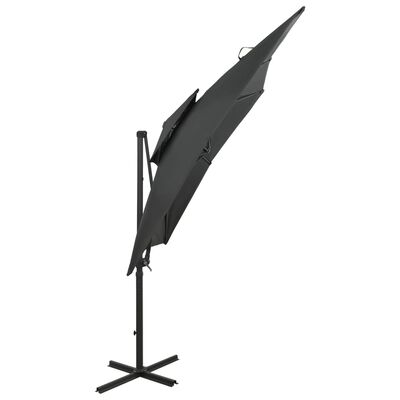 vidaXL Závesný slnečník s dvojitou strieškou 250x250 cm antracitový