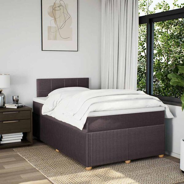 vidaXL Boxspring posteľ s matracom tmavohned&aacute; 120x190 cm l&aacute;tka