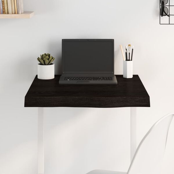 vidaXL Stolová doska tmavohnedá 60x60x(2-6) cm ošetrený dubový masív