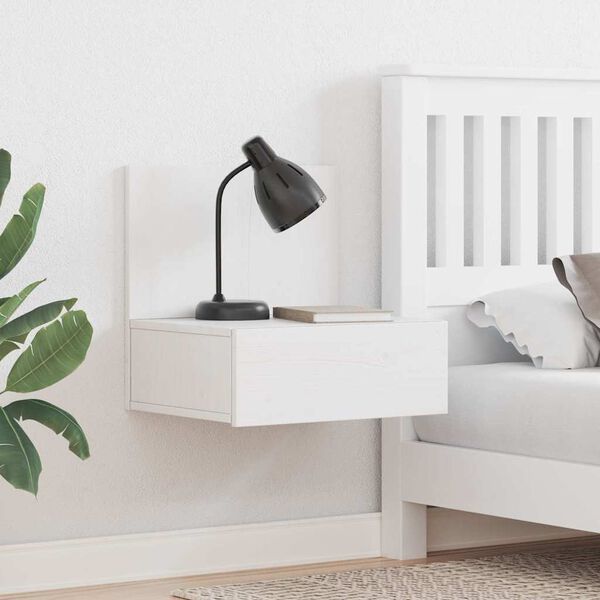 vidaXL Nočný stolík Biela 42 x 32,5 x 40 cm Borovicový masív