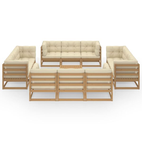 vidaXL 13-dielna z&aacute;hradn&aacute; s&uacute;prava s podložkami, borovicov&yacute; mas&iacute;v