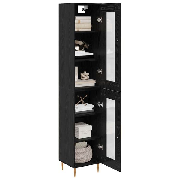 vidaXL Highboard 2 pcs Čierny dub Sklo