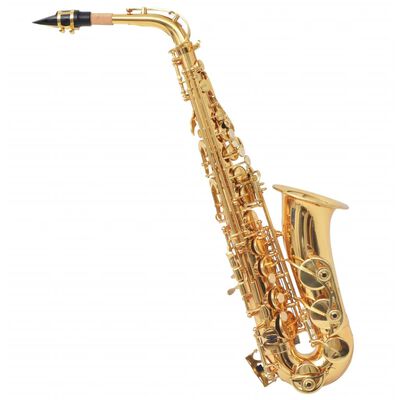 vidaXL Altový saxofón, žltá mosadz so zlatým lakom, Eb