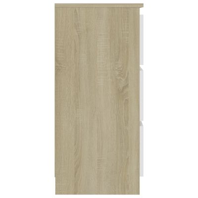 vidaXL Komoda, biela a dub sonoma 60x35x76 cm, kompozitné drevo