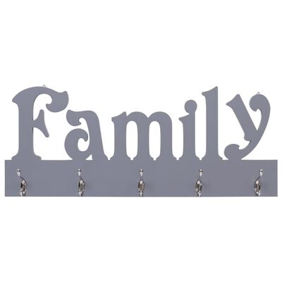 vidaXL Nástenný vešiak FAMILY sivý 74x29,5 cm