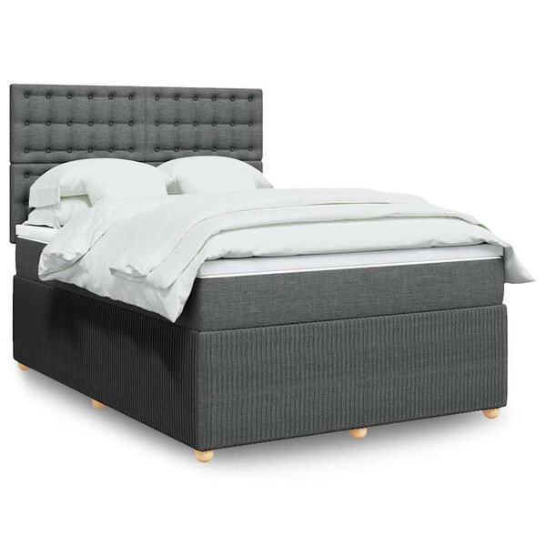 vidaXL Boxspring posteľ s matracom tmavosiv&aacute; 140x200 cm l&aacute;tka