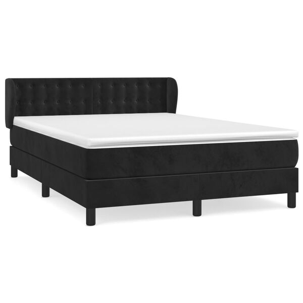 vidaXL Posteľn&yacute; r&aacute;m boxspring s matracom čierny 140x190 cm zamat