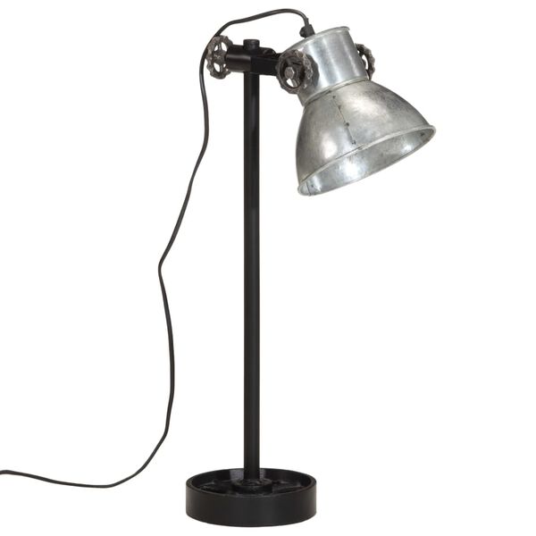 vidaXL Stolov&aacute; lampa 25 W starožitn&aacute; strieborn&aacute; 15x15x55 cm E27