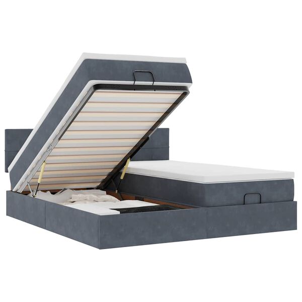 vidaXL Osmansk&yacute; r&aacute;m postele s matracmi tmavosiv&aacute; 180x200 cm zamat