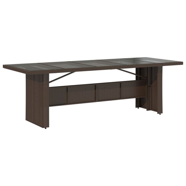 vidaXL Z&aacute;hradn&yacute; st&ocirc;l so sklenenou doskou hned&yacute; 240x90x75 cm polyratan