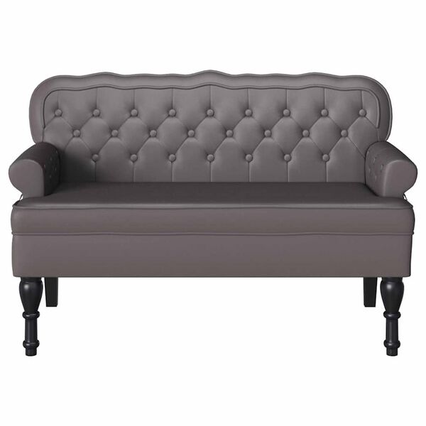 vidaXL Chesterfield lavica Siv&aacute; 119.5 x 64.5 x 75 cm Umel&aacute; koža
