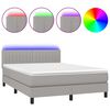 vidaXL Posteľ boxsping s matracom a LED bledosiv&aacute; 140x200 cm l&aacute;tka