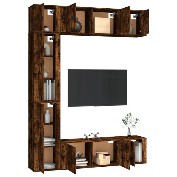 vidaXL 7-dielna s&uacute;prava TV skriniek dymov&yacute; dub spracovan&eacute; drevo