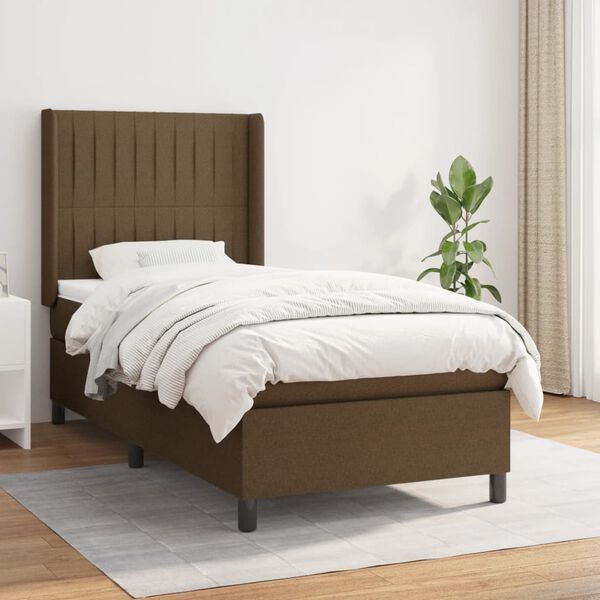 vidaXL Boxspring posteľ s matracom tmavohned&aacute; 90x190 cm l&aacute;tka