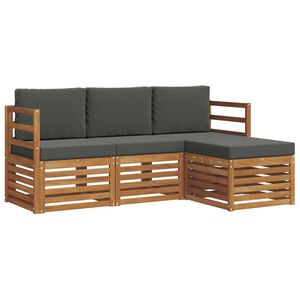 vidaXL Z&aacute;hradn&aacute; s&uacute;prava gaučov s vank&uacute;&scaron;om 4 pcs Pr&iacute;rodn&aacute; a antracitov&aacute;