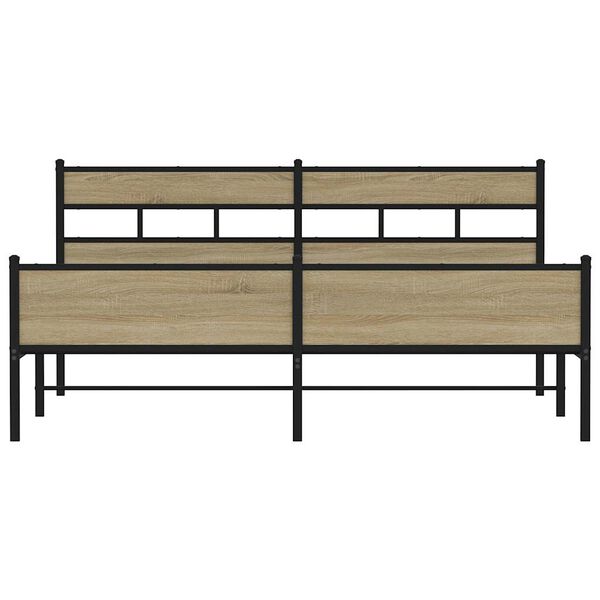 vidaXL Kovov&yacute; posteľn&yacute; r&aacute;m bez matraca dub sonoma 180x200 cm