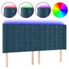 vidaXL Čelo postele s LED tmavomodr&eacute; 203x16x118/128 cm zamat