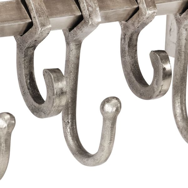 vidaXL Polička s h&aacute;čikmi na kab&aacute;ty, n&aacute;stenn&aacute;, hlin&iacute;k