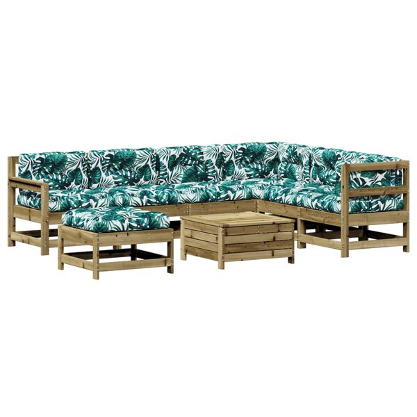 vidaXL 8-dielna z&aacute;hradn&aacute; sedacia s&uacute;prava s vank&uacute;&scaron;mi impreg. borovica