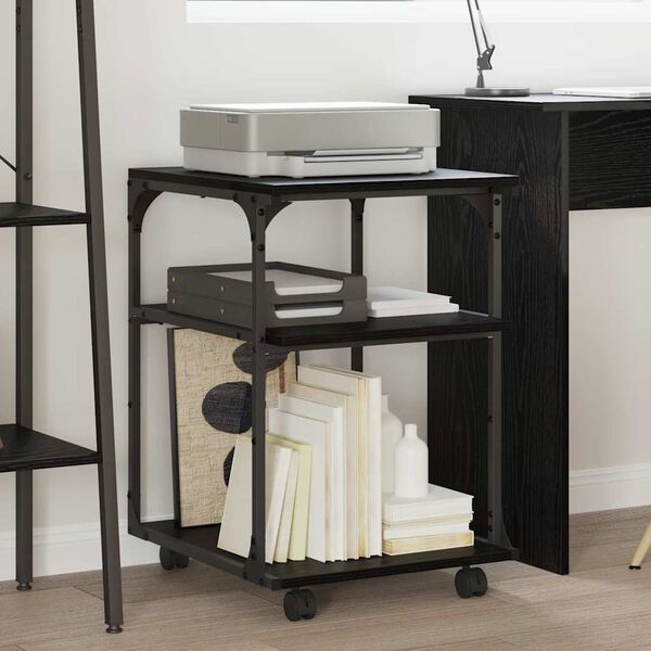 vidaXL Stojan na tlačiareň Čierny dub 43 x 48 x 64 cm Kompozitn&eacute; drevo