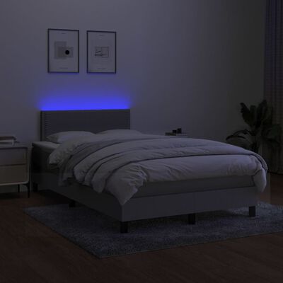 vidaXL Posteľ boxsping s matracom a LED bledosivá 120x200 cm látka
