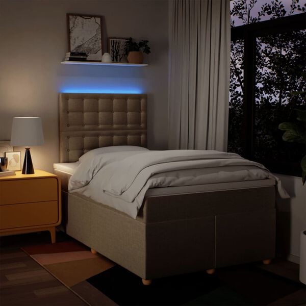 vidaXL Boxspring posteľ s matracom kr&eacute;mov&yacute; 120x200 cm l&aacute;tka