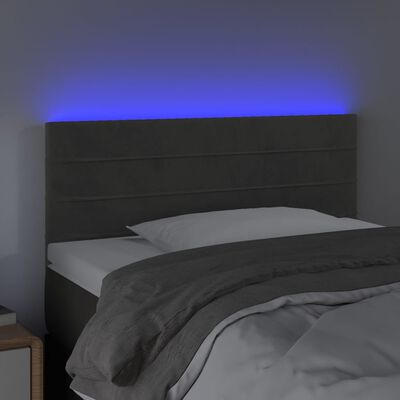 vidaXL Čelo postele s LED tmavosivé 90x5x78/88 cm zamat