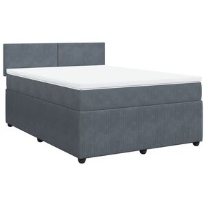 vidaXL Posteľn&yacute; r&aacute;m boxspring s matracom tmavosiv&yacute; 160x200 cm zamat