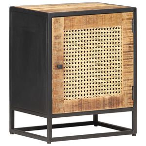 vidaXL Nočn&yacute; stol&iacute;k 40x30x50 cm surov&eacute; mangovn&iacute;kov&eacute; drevo a r&aacute;kos