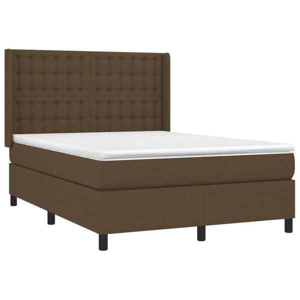 vidaXL Boxspring posteľ s matracom tmavohned&aacute; 140x200 cm l&aacute;tka