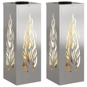 vidaXL Sol&aacute;rne LED svetlo na chodn&iacute;k 2 ks Tepl&aacute; biela 18 x 18 x 50 cm