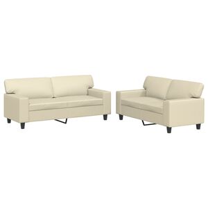vidaXL 2-dielna sedacia s&uacute;prava kr&eacute;mov&aacute; umel&aacute; koža