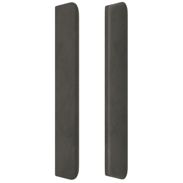 vidaXL Čelo postele so z&aacute;hybmi tmavosiv&eacute; 147x16x118/128 cm zamat