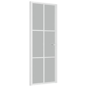 vidaXL Vn&uacute;torn&eacute; dvere 76x201,5 cm biele matn&eacute; sklo a hlin&iacute;k