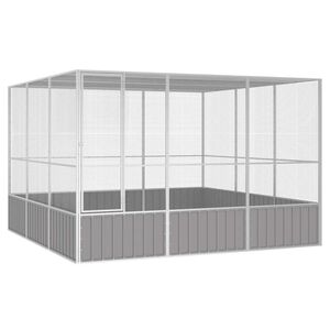 vidaXL Klietka pre vt&aacute;ky siv&aacute; 302,5x324,5x211,5 cm pozinkovan&aacute; oceľ