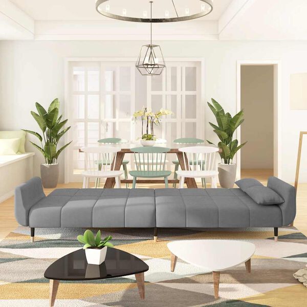 vidaXL 2-miestna rozkladacia pohovka s 2 vankúšmi bledosivá zamatová