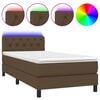 vidaXL Posteľ boxsping s matracom a LED tmavohned&aacute; 80x200 cm l&aacute;tka