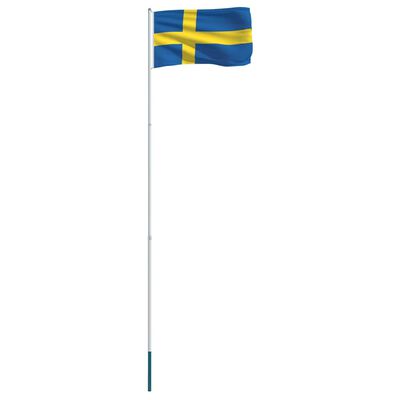 vidaXL Švédska vlajka a stĺp 4 m hliníková
