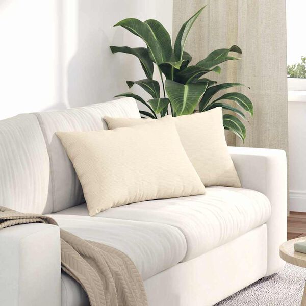 vidaXL Vankúše na pohovku 2 pcs Krémová 60 x 40 cm Kordúrová tkanina