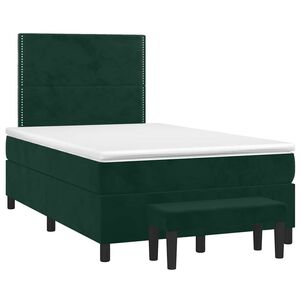 vidaXL Boxspring posteľ s matracom, tmavozelen&aacute; 120x190cm, zamat