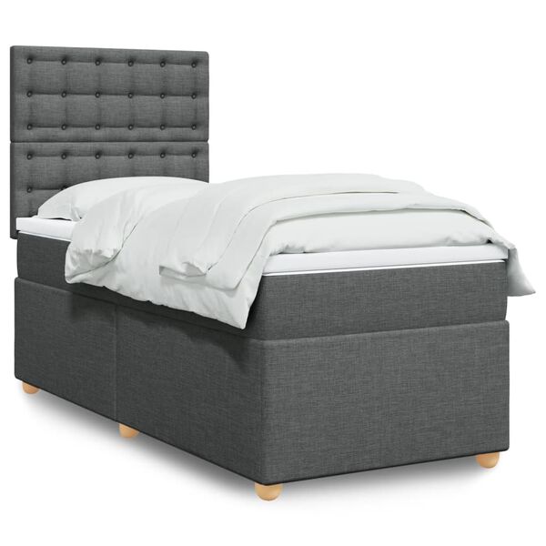 vidaXL Boxspring posteľ s matracom tmavosiv&aacute; 100x200 cm l&aacute;tka