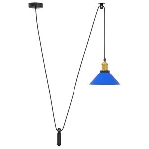 VidaXL Z&aacute;vesn&aacute; lampa v&yacute;&scaron;kovo nastaviteľn&aacute; E27 lesk tmavomodr&aacute; &Oslash; 22 cm
