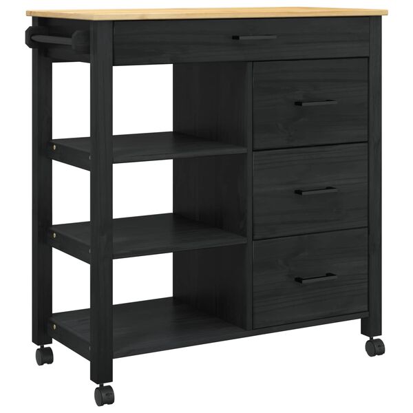 vidaXL Kuchynský vozík Čierna