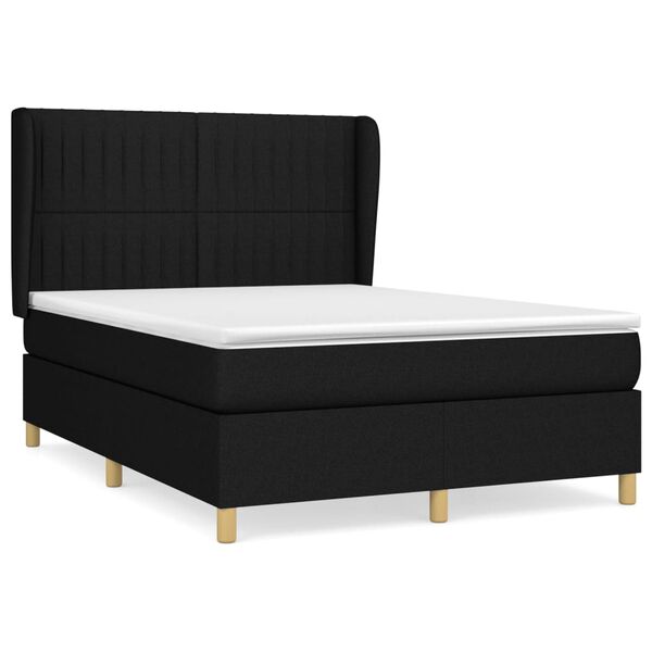 vidaXL Posteľn&yacute; r&aacute;m boxspring s matracom čierny 140x200 cm l&aacute;tka