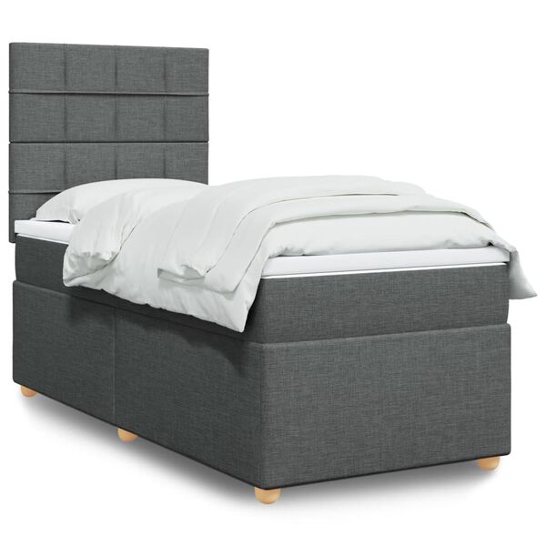 vidaXL Boxspring posteľ s matracom tmavosiv&aacute; 100x200 cm l&aacute;tka