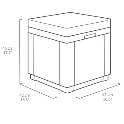 Keter Úložná taburetka v tvare kocky s podložkou, grafitovo sivá