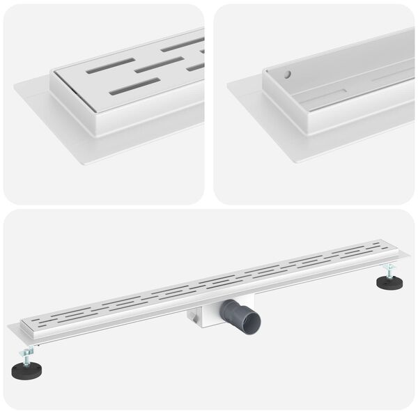 vidaXL Sprchov&yacute; odtok s l&iacute;niov&yacute;m dizajnom Strieborn&aacute; 90 cm